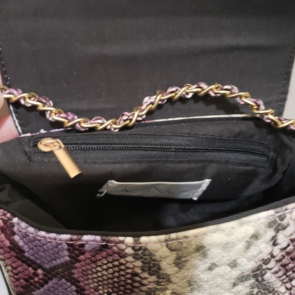 Icing Purple Faux Snakeskin Small Crossbody Purse - Picture 4 of 7
